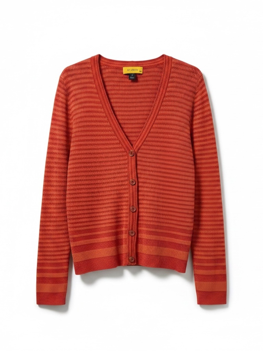 ST JOHN Women’s Knit Cardigan Orange Luxe Classic Button Front Sweater M